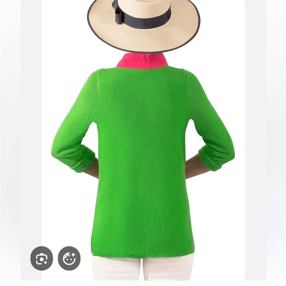 Gretchen Scott Designs Green Cardigan with Pink Accents - Picture 11 of 11